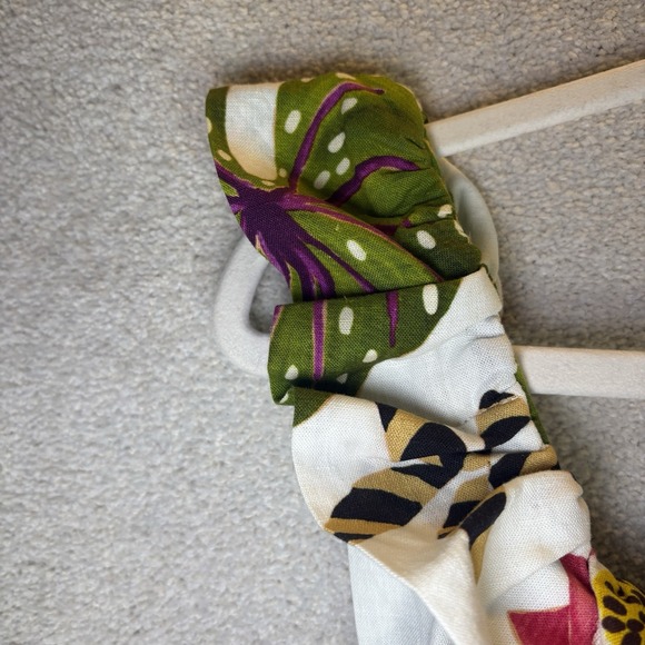 Farm Rio Linen Mini Dress Forest Stripe Tropical Print Ivory Ruffle Strap Sz XXS - Picture 6 of 12